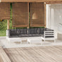 7 Piece Garden Lounge Set with Cushions White Solid Pinewood