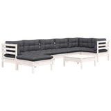 8 Piece Garden Lounge Set with Cushions White Solid Pinewood - Side View