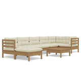 8 Piece Garden Lounge Set with Cushions Honey Brown Pinewood - Front View