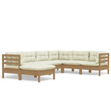 7 Piece Garden Lounge Set with Cushions Honey Brown Pinewood