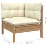 8 Piece Garden Lounge Set with Cushions Honey Brown Pinewood - Close-Up Angle