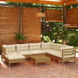 8 Piece Garden Lounge Set with Cushions Honey Brown Pinewood