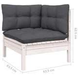8 Piece Garden Lounge Set with Cushions White Solid Pinewood - Low Angle