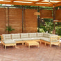 9 Piece Garden Lounge Set with Cream Cushions Solid Pinewood