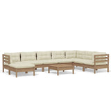 9 Piece Garden Lounge Set with Cushions Honey Brown Pinewood
