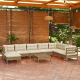 9 Piece Garden Lounge Set with Cushions Honey Brown Pinewood