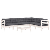 7 Piece Garden Lounge Set with Cushions White Solid Pinewood - Side View