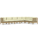7 Piece Garden Lounge Set with Cushions Honey Brown Pinewood - Front View