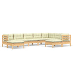 9 Piece Garden Lounge Set with Cream Cushions Solid Pinewood