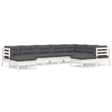9 Piece Garden Lounge Set with Cushions White Solid Pinewood - Front View