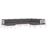 9 Piece Garden Lounge Set with Cushions White Solid Pinewood - Side View
