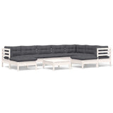 10 Piece Garden Lounge Set with Cushions White Solid Pinewood - Front View