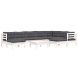 10 Piece Garden Lounge Set with Cushions White Solid Pinewood - Side View