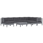 10 Piece Garden Lounge Set with Cushions Grey Solid Pinewood