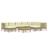 10 Piece Garden Lounge Set with Cushions Honey Brown Pinewood - Front View