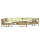 8 Piece Garden Lounge Set with Cushions Honey Brown Pinewood - Front View
