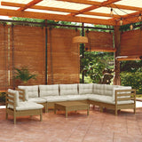 8 Piece Garden Lounge Set with Cushions Honey Brown Pinewood