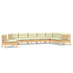 8 Piece Garden Lounge Set with Cream Cushions Solid Pinewood