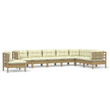 8 Piece Garden Lounge Set with Cushions Honey Brown Pinewood - Front View