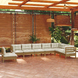 8 Piece Garden Lounge Set with Cushions Honey Brown Pinewood