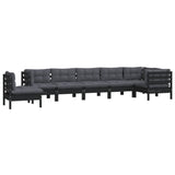 8 Piece Garden Lounge Set with Cushions Black Solid Pinewood - Side View