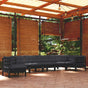 8 Piece Garden Lounge Set with Cushions Black Solid Pinewood
