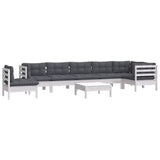 9 Piece Garden Lounge Set with Cushions White Solid Pinewood - Side View