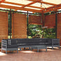 9 Piece Garden Lounge Set with Cushions Grey Solid Pinewood