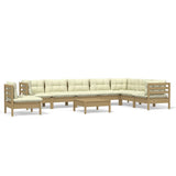 9 Piece Garden Lounge Set with Cushions Honey Brown Pinewood
