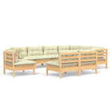 9 Piece Garden Lounge Set with Cream Cushions Solid Pinewood