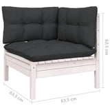 9 Piece Garden Lounge Set with Cushions White Solid Pinewood - Close-Up Angle