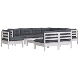 10 Piece Garden Lounge Set with Cushions White Solid Pinewood - Side View