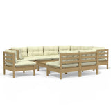 10 Piece Garden Lounge Set with Cushions Honey Brown Pinewood - Front View