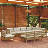 10 Piece Garden Lounge Set with Cushions Honey Brown Pinewood