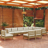 10 Piece Garden Lounge Set with Cushions Honey Brown Pinewood