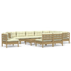 11 Piece Garden Lounge Set with Cushions Honey Brown Pinewood