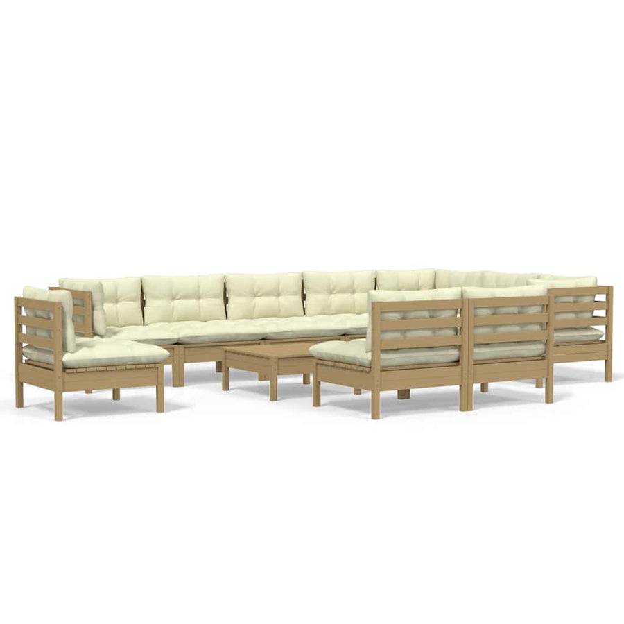 11 Piece Garden Lounge Set with Cushions Honey Brown Pinewood
