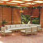 11 Piece Garden Lounge Set with Cushions Honey Brown Pinewood