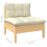 9 Piece Garden Lounge Set with Cream Cushions Solid Pinewood - 45-Degree Angle