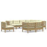 9 Piece Garden Lounge Set with Cushions Honey Brown Pinewood - Front View