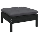 10 Piece Garden Lounge Set with Cushions Black Solid Pinewood - Rear View