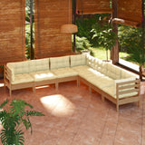 7 Piece Garden Lounge Set with Cushions Honey Brown Pinewood