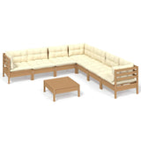 8 Piece Garden Lounge Set with Cushions Honey Brown Pinewood - Front View