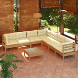 8 Piece Garden Lounge Set with Cushions Honey Brown Pinewood