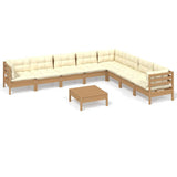 9 Piece Garden Lounge Set with Cushions Honey Brown Pinewood