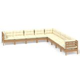 9 Piece Garden Lounge Set with Cushions Honey Brown Pinewood - Front View
