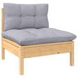 10 Piece Garden Lounge Set with Grey Cushions Solid Pinewood - Top-Down View