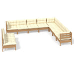 10 Piece Garden Lounge Set with Cushions Honey Brown Pinewood