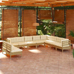 10 Piece Garden Lounge Set with Cushions Honey Brown Pinewood