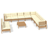 11 Piece Garden Lounge Set with Cushions Honey Brown Pinewood